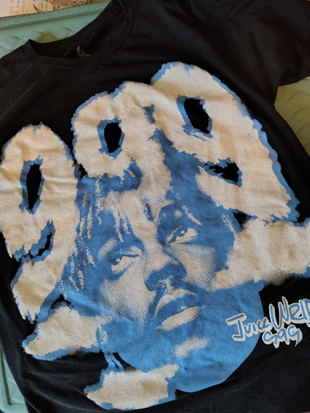 999 Club Juice WRLD Clouds Men Black Tee Blue White Design Limited Edition Small